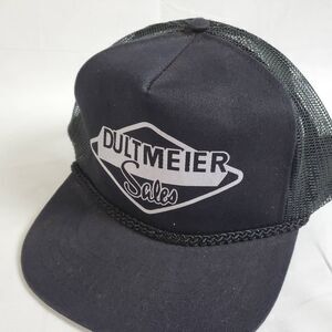 Vintage Dultmeier Sales Black Mesh Snapback Trucker Hat KC Brand Made in Banglad